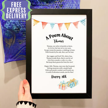 Personalised 18th Birthday Gift Print Special Poem, 2 of 8