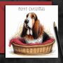 Basset Hound Dog Christmas Card. Tinsel, thumbnail 1 of 2