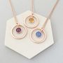 Rose Gold Plated Circle Birthstone Necklace, thumbnail 1 of 6