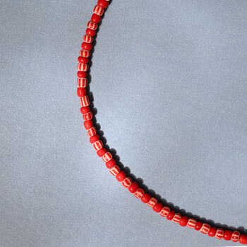 Red Candy Stripe Bead Necklace, 3 of 4