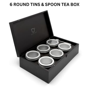 Tea Boxes Black Bamboo With High Quality Tins And Spoons, 2 of 6