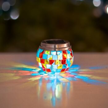 Solar Glass Lantern LED Mosaic Lighting Outdoor Decor, 5 of 12