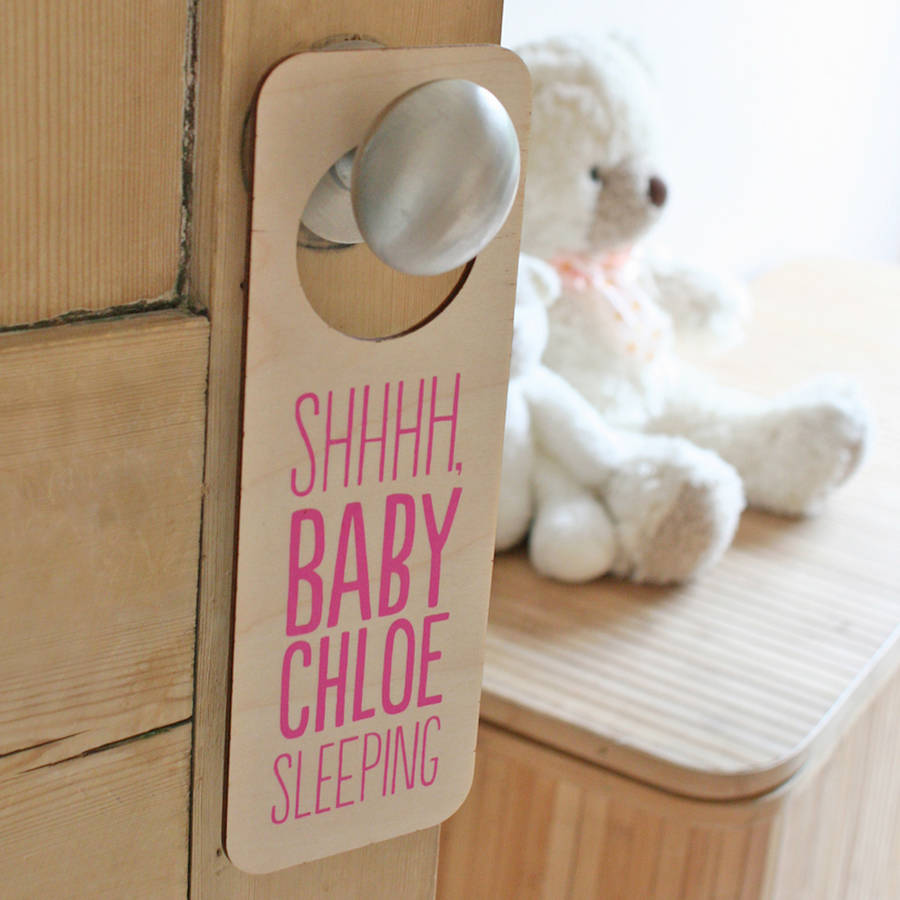 personalised 'baby sleeping' door hanger by the design conspiracy ...