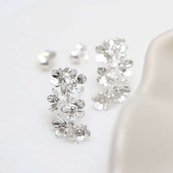 Sterling Silver Forget Me Not Drop Earrings, 4 of 7