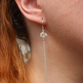 Herkimer Diamond Icicle Nugget Dangle Earrings, 2 of 5
