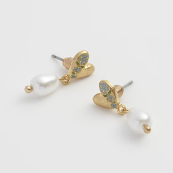 Forget Me Not Heart And Pearl Earrings, 9 of 12