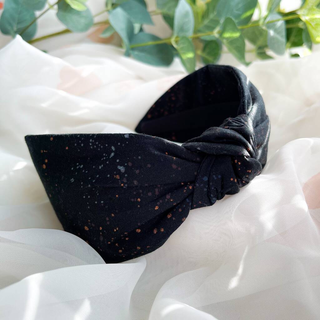 Black And Gold Speckle Knotted Headband, 1 of 4