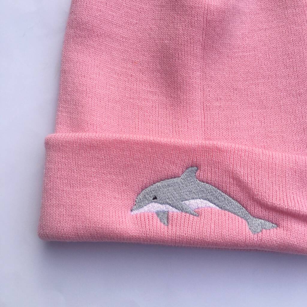 Dolphin Embroidered Beanie Hat, 1 of 3