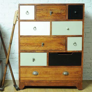 Eclectic Ten Drawer Tall Chest Natural, 3 of 4