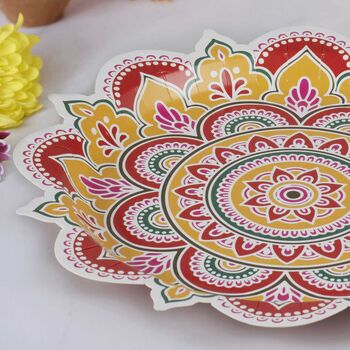 Multicoloured Paper Diwali Plates X Eight, 3 of 3