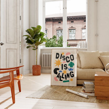 Retro Colourful Disco Is Calling Wall Print, 4 of 5