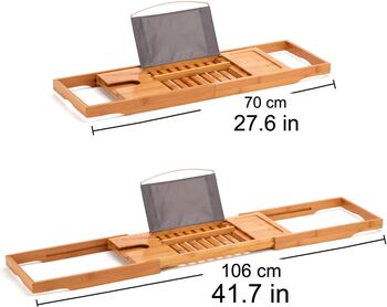 Extendable Luxury Bamboo Bathtub Caddy Bath Tray, 5 of 5