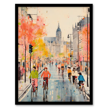 Old Amsterdam City Cyclist Watercolour Wall Art Print, 5 of 6