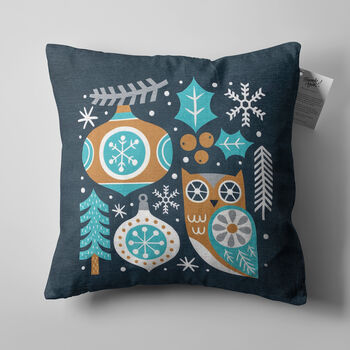 Owl Cushion Cover With Christmas Design, 4 of 5