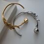 18 K Gold Silver Sculptural Cuff Bracelet Floral Waterproof Open Bangle, thumbnail 1 of 13