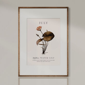 Birth Flower Wall Print 'Water Lily' For July, 6 of 9