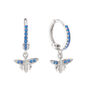 Ines Silver Blue Bee Huggie Earrings, thumbnail 1 of 2