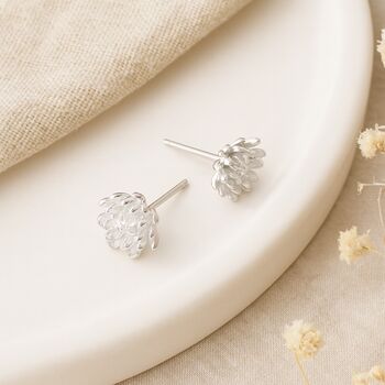 Sterling Silver Chrysanthemum Stud Earrings – 8mm, 4 of 7