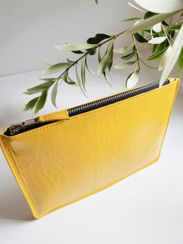 Yellow Glossy Patent Leather Clutch Handbag, 9 of 10