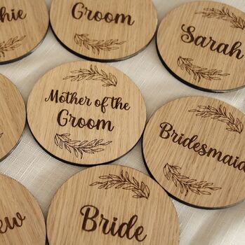 Personalised Floral Wooden Wedding Coasters Drink Mats, 4 of 4