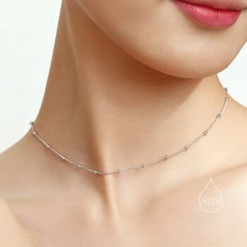 Sterling Silver Minimalist Bead Motif Necklace Various Lengths, 7 of 12