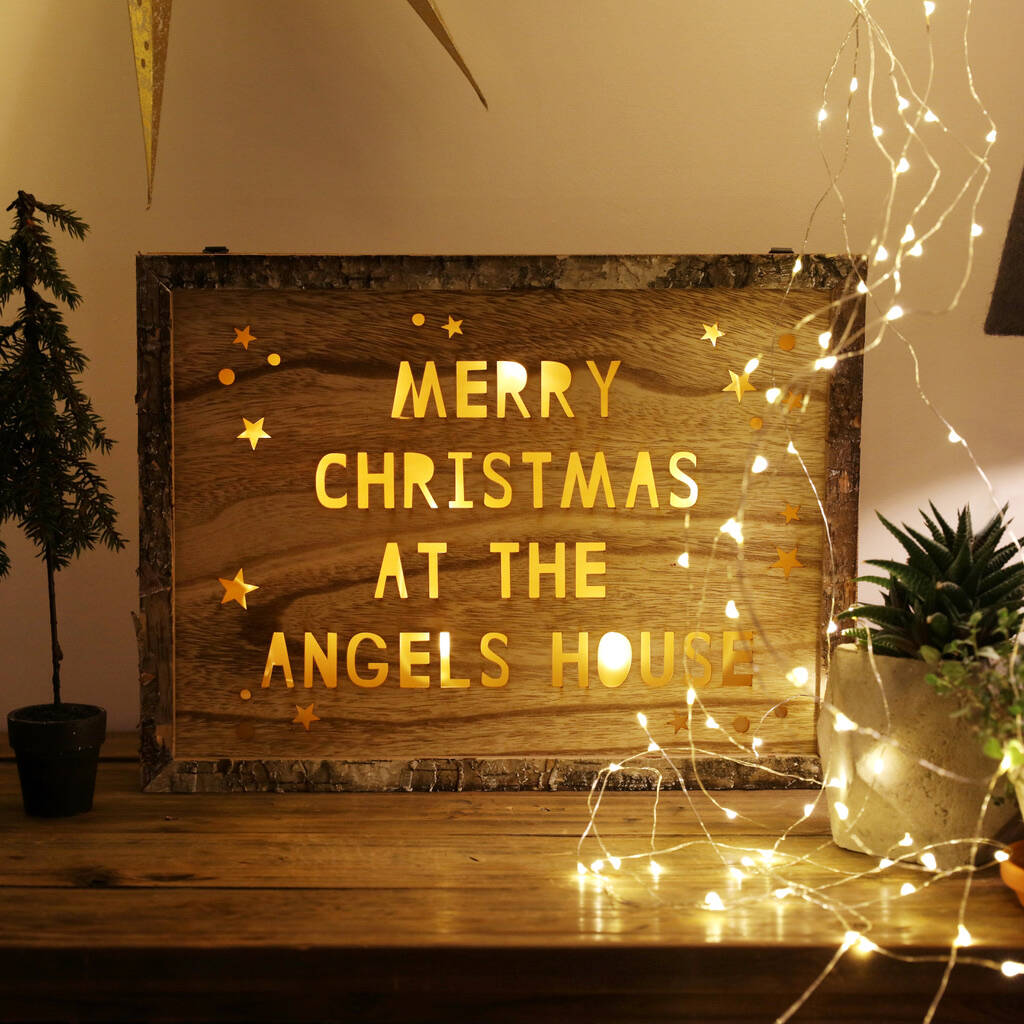 Personalised Christmas Wooden Light Box, 1 of 6
