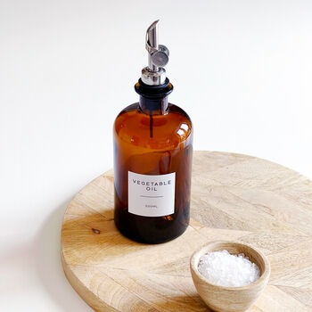 Amber Glass Oil / Vinegar Pourer Bottle With Personalised Label, 6 of 8