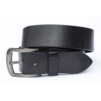 Thick Black Men's Leather Belt Distressed Finish, 5 of 8