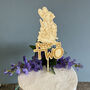Personalised Bunny Rabbit Wooden Name Age Cake Topper, thumbnail 1 of 4