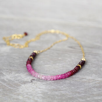 Ruby Bead Necklace In Gold, 2 of 12