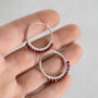 Garnet Gemstone Sterling Silver Hoop Earrings, thumbnail 2 of 6