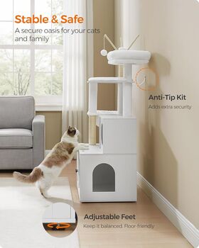 Modern Cat Tree With Litter Box Enclosure And Condo, 8 of 12