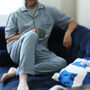 Personalised Men’s Pure Cotton Pyjama Set – Blue Check Comfort, thumbnail 1 of 9