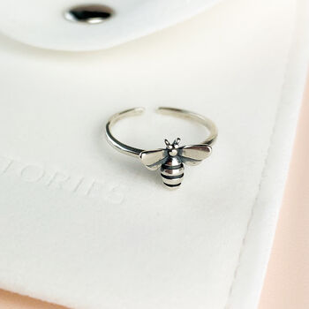 Sterling Silver Adjustable Bumble Bee Midi Ring, 2 of 5