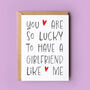 So Lucky Valentine Card From Girlfriend Or Wife, thumbnail 1 of 3