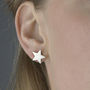 Star Stud Earrings Sterling Silver With Matt Finish, thumbnail 2 of 5