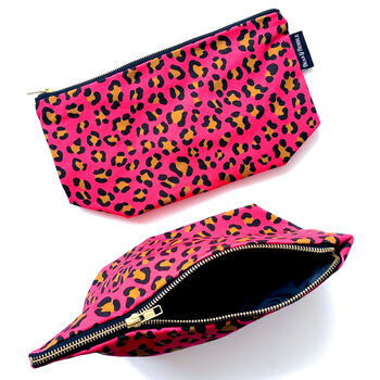 Pink Leopard Print Large Washable Cosmetic Bag, 10 of 12