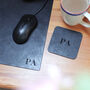 Personalised Initials Leather Mouse Pad And Coaster Set, thumbnail 10 of 11