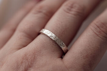 Flower Meadow Hand Stamped Floral Silver Ring, 3 of 7