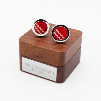 Personalised Cricket Ball Leather Cufflinks, 4 of 4