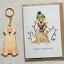 Golden Retriever Wooden Keyring With Optional Christmas Card, thumbnail 3 of 9