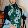Elegant Woven Scarf In Teal And Sky Blue With Shimmering Metallic Thread, thumbnail 5 of 11