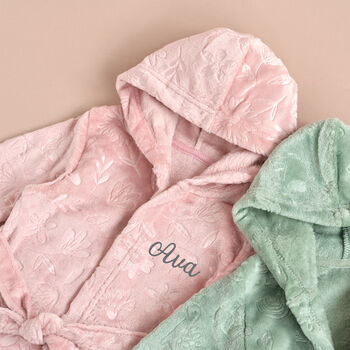Personalised Baby Dressing Gown Floral Or Dino Print, 12 of 12