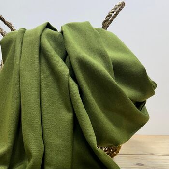 Super Soft Plain Pashmina Style Scarf In Olive Green, 2 of 3