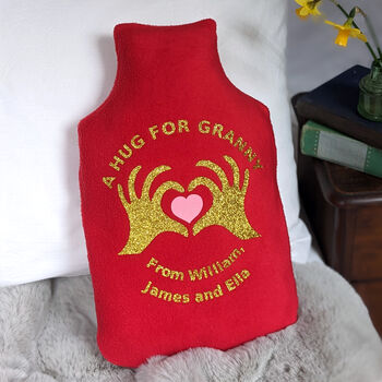 Hug For Granny Personalised Hot Water Bottle Cover Gift, 2 of 5