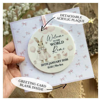 New Baby Girl Greeting Card Rabbit Design, 3 of 3