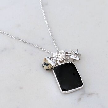 'The Trio' Black Tourmaline Necklace, Sterling Silver, 3 of 10