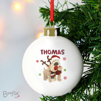 Personalised Boofle Christmas Reindeer Bauble, 2 of 6