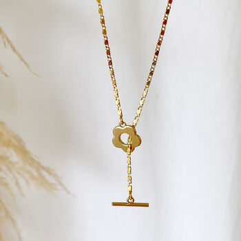 'It Is What It Is' Gold Plated Daisy Lariat Necklace, 2 of 9