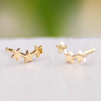Tiny 18ct Gold Vermeil Star Ear Climbers, 2 of 6